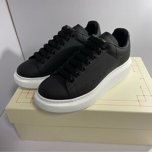 Alexander McQueen Black Sneakers with White Soles